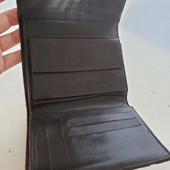 Celine Vintage Triomphe Canvas Leather Brown Wallet Medium Folding Purse - Picture 3 of 16